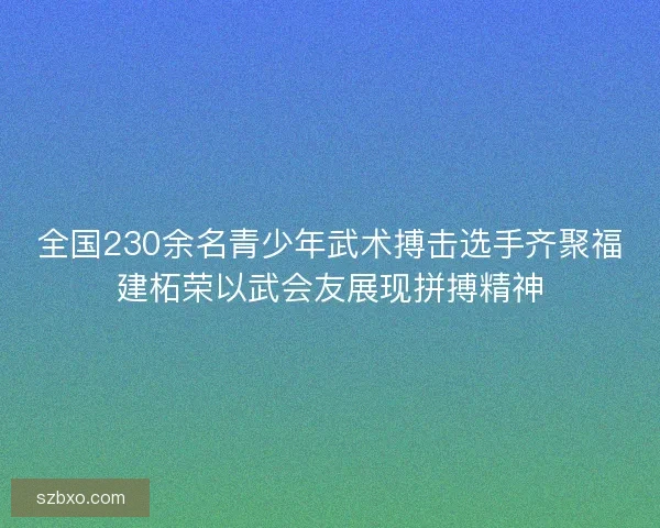 全国230余名青少年武术搏击选手齐聚福建柘荣以武会友展现拼搏精神