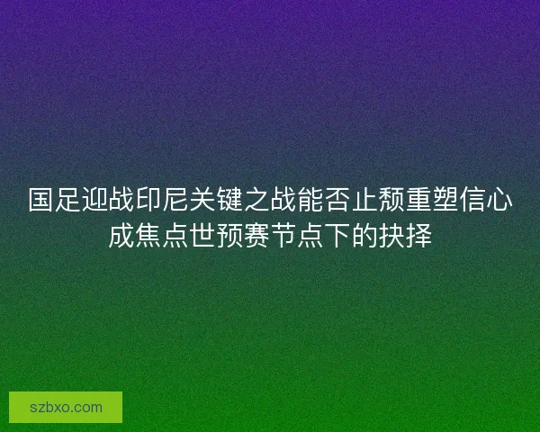 国足迎战印尼关键之战能否止颓重塑信心成焦点世预赛节点下的抉择